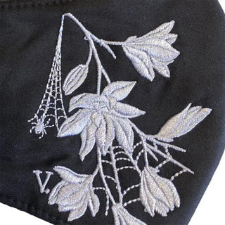 Embroidered Spider Web and Floral Mask