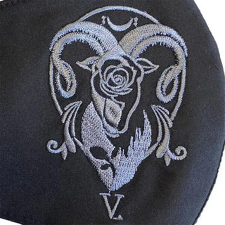 Embroidered Ram and Rose Mask