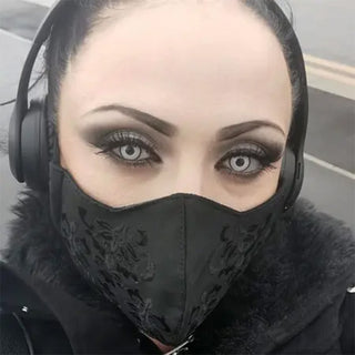 Embroidered Black Brocade Mask