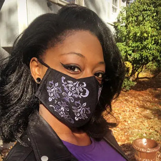 Embroidered Purple Brocade Mask