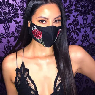 Embroidered Sacred Rose Mask