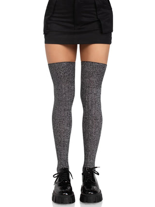 Heather Rib Knit Thigh High Socks
