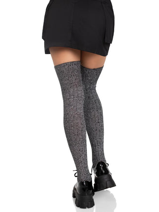 Heather Rib Knit Thigh High Socks