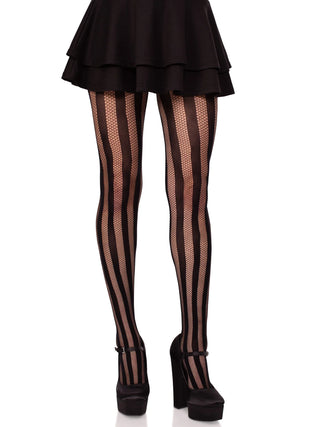 Striped Fishnet Tights