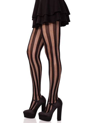 Striped Fishnet Tights