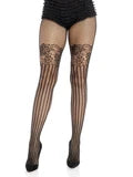 Lace Top Illusion Fishnet Tights