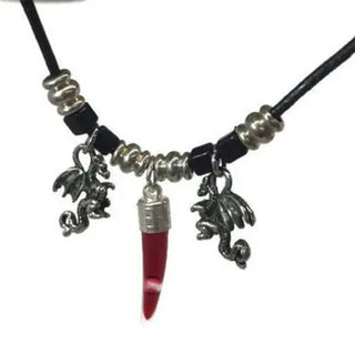 Blood Vial Fang With Dragons Necklace