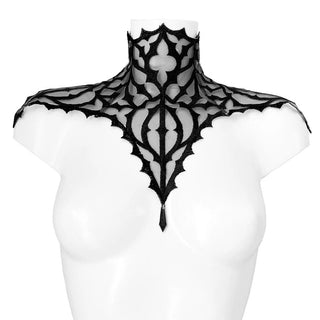 Dogma Embroidery Tulle Neckpiece - BLACK