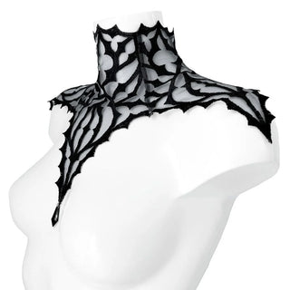 Dogma Embroidery Tulle Neckpiece - BLACK