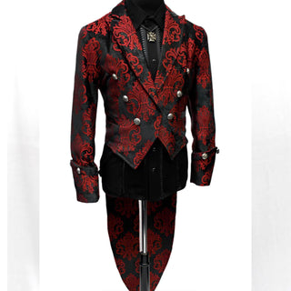 Imperial Tailcoat -Red on Black Velvet Brocade