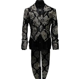 Imperial Tailcoat -Silver on Black Brocade