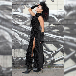 Necromantic Vest - Black Print Velvet