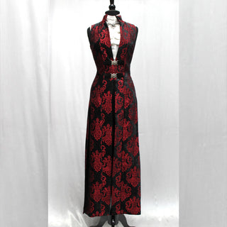 Necromantic Vest - Red on Black Velvet Brocade