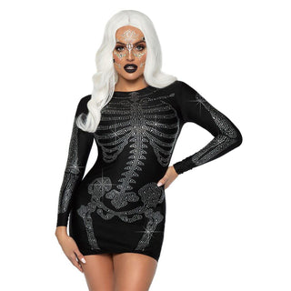 Rhinestone Spandex Skeleton Dress