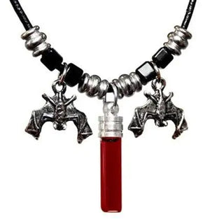 Blood Vial Test Tube Necklace with Guardian Bats