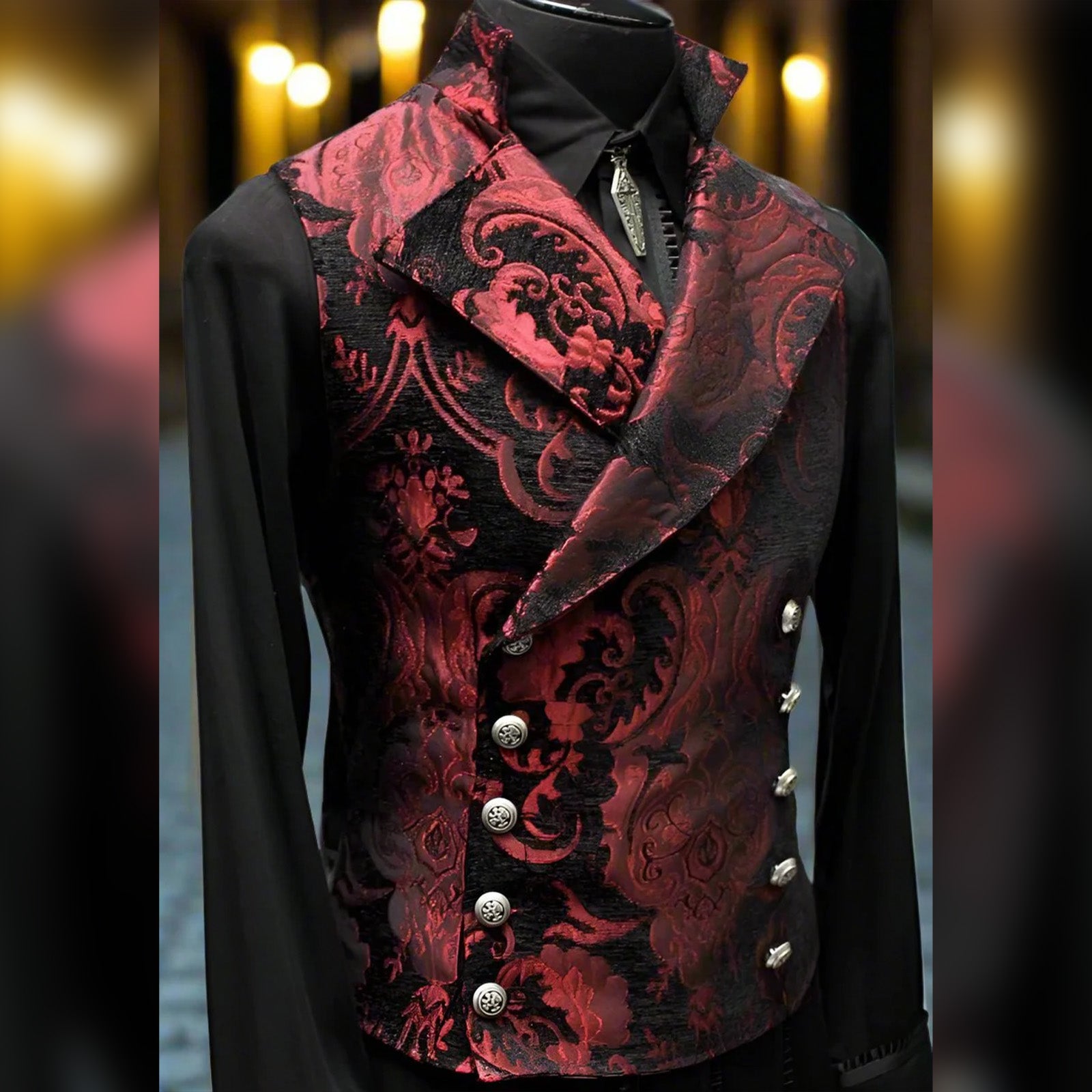Cavalier Vest - Red Black Tapestry – Vampfangs