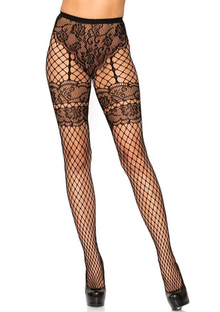 Lace French Cut Fishnets with Garter Illusion
