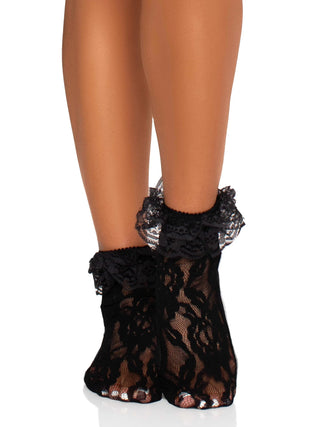 Lace Ankle Socks with Ruffle Cuff