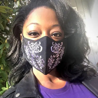 Embroidered Purple Brocade Mask