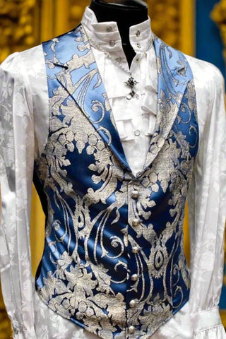 Aristocrat Vest - Ice Blue Brocade