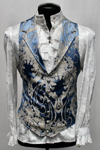 Aristocrat Vest - Ice Blue Brocade