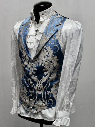 Aristocrat Vest - Ice Blue Brocade
