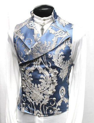 Cavalier Vest - Ice Blue Satin Brocade
