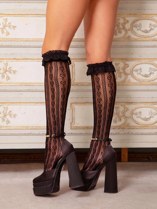 Knee High Sweetheart Socks with Ruffle Cuff