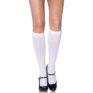 White Winnie Opaque Knee High Socks